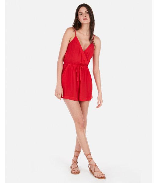 Express Womens Surplice Waist Tie Romper