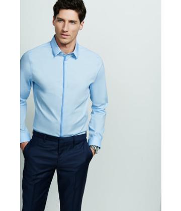 Express Men's Dress Shirts Fitted Piped