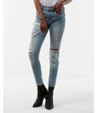 Express Womens Petite Mid Rise Destroyed Stretch Ankle Jean