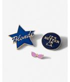Express Womens Set Of Three Blonde Star And Sunglasses Pins