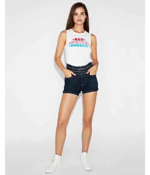 Express Womens Express One Eleven Red White Boozed Tank