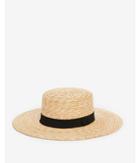 Express Womens Black Trim Boater Hat