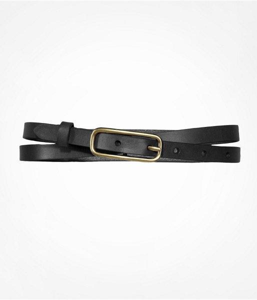 Womens Leather Skinny Belt Black Medium