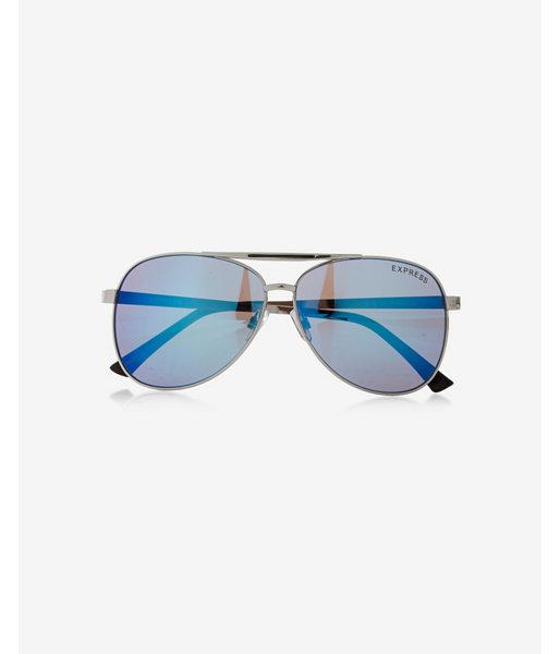 Express Mens Blue Mirrored Aviator