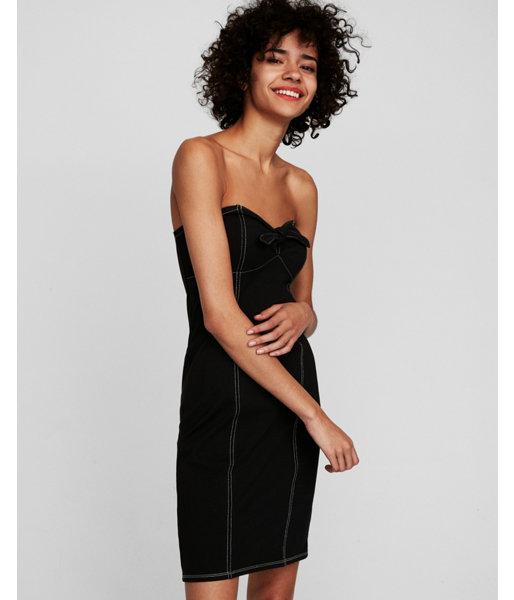 Express Womens Tie Front Strapless Dress