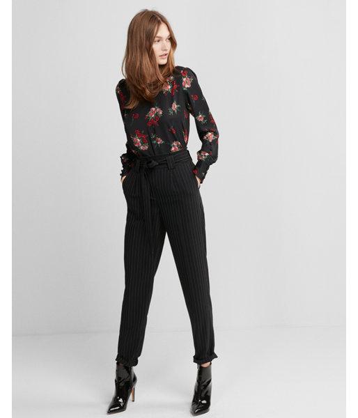 Express Floral Button Cuff Blouse