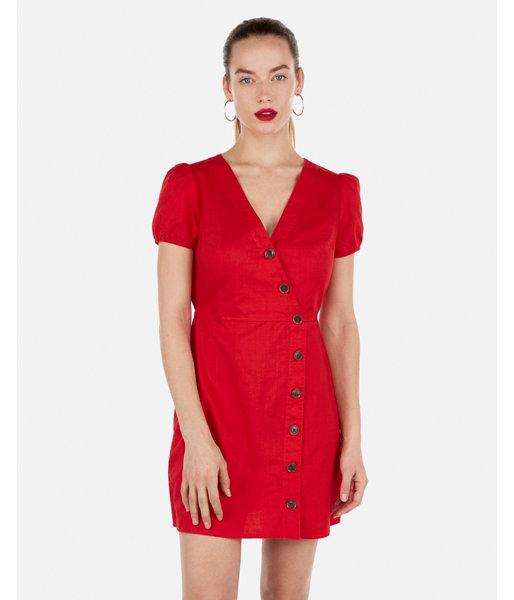 Express Womens Surplice Button Front Wrap Dress