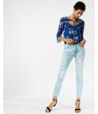 Express Floral Cut-out Tie Neck Three-quarter