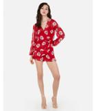 Express Womens Floral Surplice Ruffle Front Wrap Romper