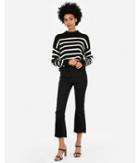 Express Womens Striped Mock Neck Cropped Pullover