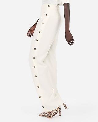 Express Womens High Waisted Side Button Wide Leg Palazzo Pants