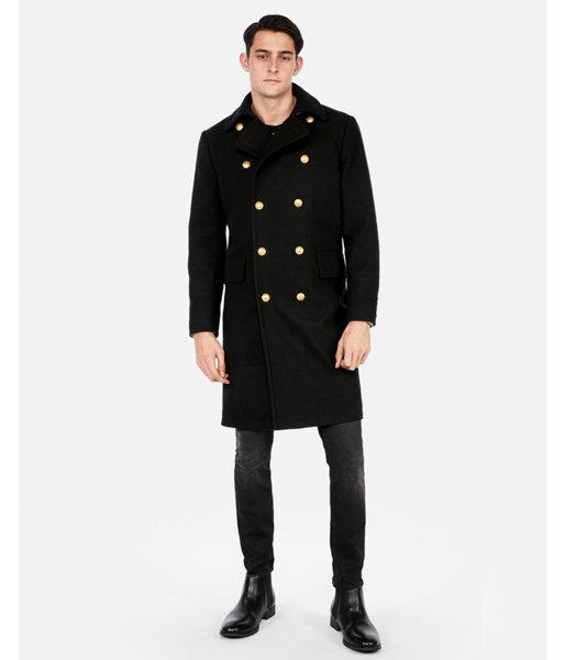 Express Mens Recycled Wool Double Breasted Water-resistant Topcoat