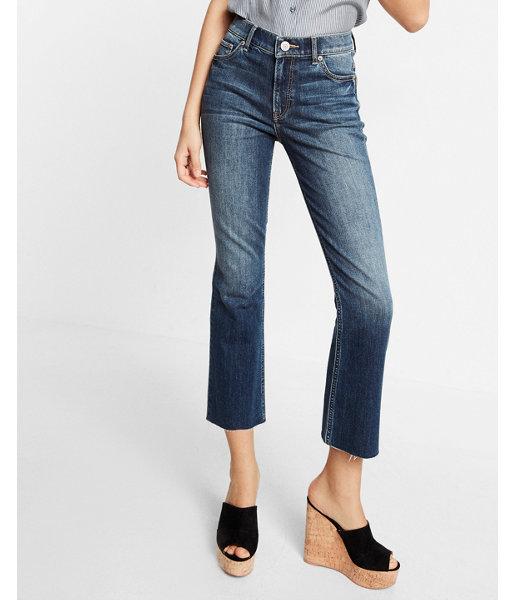 Express High Waisted Dark Wash Bell Cropped Jeans