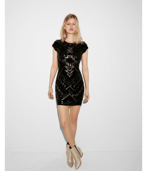 Express Womens Petite Velvet Sequin Cap Sleeve