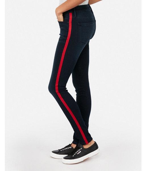 Express Womens Mid Rise Side Stripe Supersoft Stretch+ Jeggings