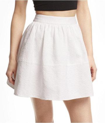 Express Womens High Waist Jacquard Full Skirt White