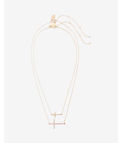 Express Set Of Two Delicate Cross Necklaces