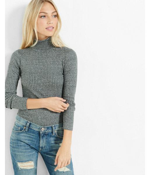 Express Womens Marled Ribbed Turtleneck