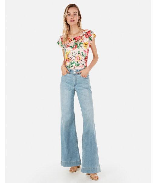 Express Womens Floral Satin Twist Neck Gramercy Tee