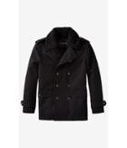 Express Men's Outerwear Black Sherpa Collar Peacoat