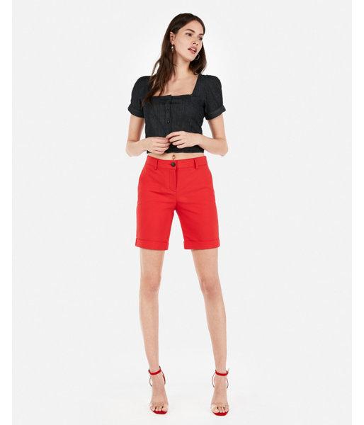 Express Womens Mid Rise Cuffed Bermuda