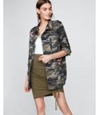 Express Womens Petite Embroidered Camo Military Jacket