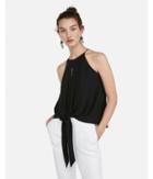 Express Womens Solid Tie Hem High Neck Tank