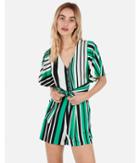 Express Womens Striped Button Front Tie Romper
