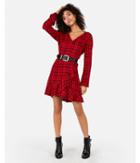 Express Womens Long Sleeve V-neck Wrap Flannel Dress