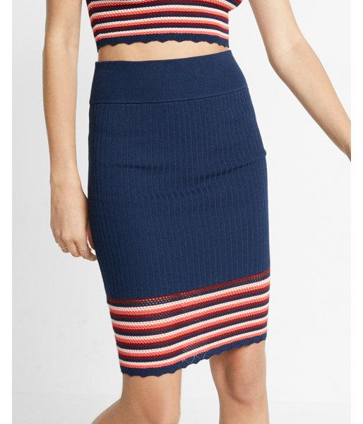 Express Crochet Striped Sweater Pencil