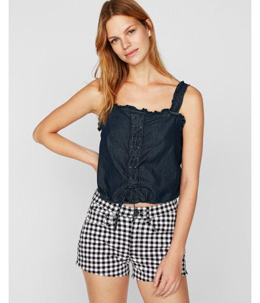 Express Womens Lace-up Banded Hem Tank