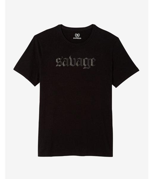 Express Mens Black Savage Crew Neck Tee