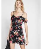 Express Womens Floral Print Cold Shoulder Fit And Flare Dress
