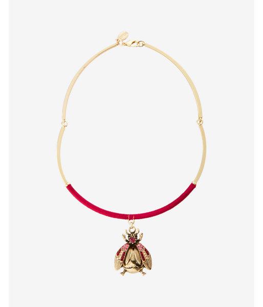 Express Stone Beetle Pendant Collar Necklace
