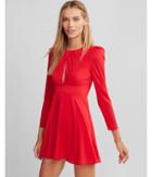 Express Womens Plunging Front Fit And Flare Dress