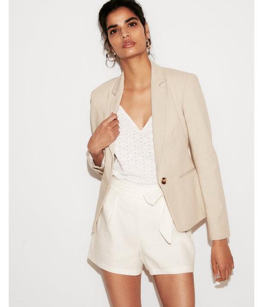 Express Womens Petite Notch Collar One Button Jacket