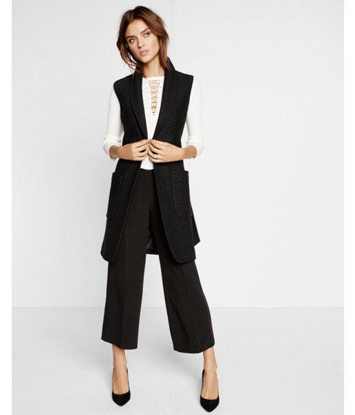 Express Womens Black Wool Blend Sleeveless Coat