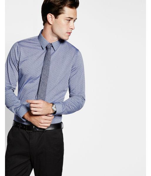 Express Mens Fitted Geo Micro Print Dress