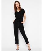 Express Womens V-neck Short Sleeve Tie Waist Jumpsuit