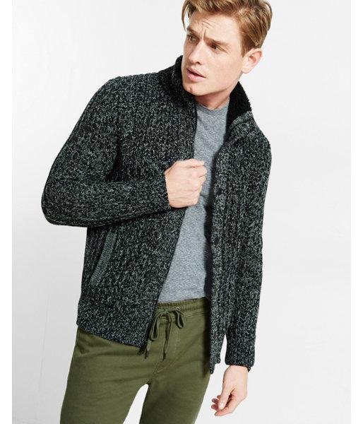 Express Sherpa Lined Mock Neck Fleece