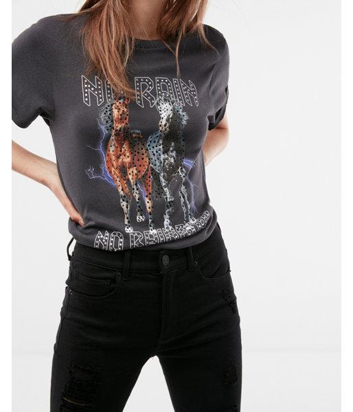 Express Womens No Rain No Rainbow Stud Graphic Tee