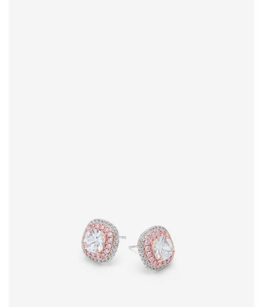 Express Womens Cubic Zirconia Two Tone Double Pave Earrings