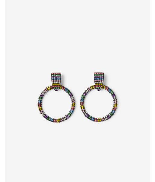 Express Womens Rainbow Stud Circle Drop Earrings