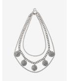 Express Womens Pave Station Layered Chain Statement Necklace