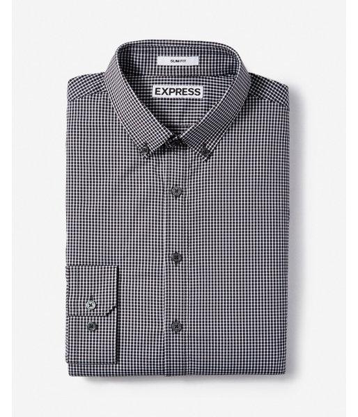 Express Mens Slim Fit Small Check Performance Dress
