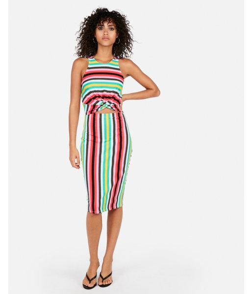 Express Womens Stripe Twist Front  Dress