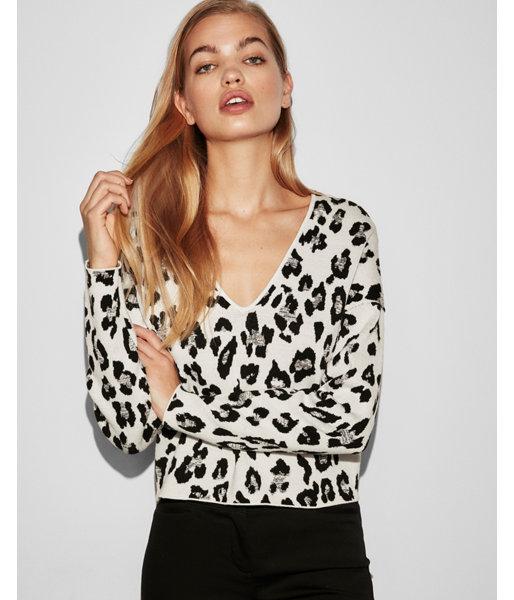Express Womens Leopard Print V-neck Wedge