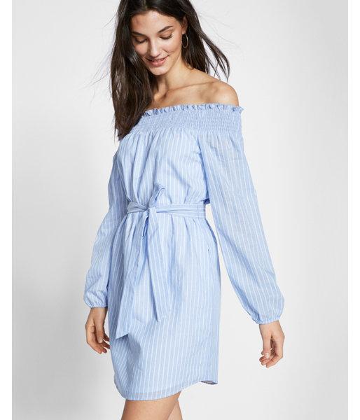 Express Womens Striped Off The Shoulder Cotton Blend