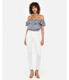 Express Womens Ruffle Off The Shoulder Linen-blend Top