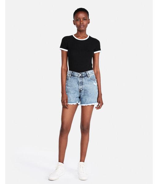 Express Womens Express Womens High Waisted Raw Hem Vintage Stretch Denim